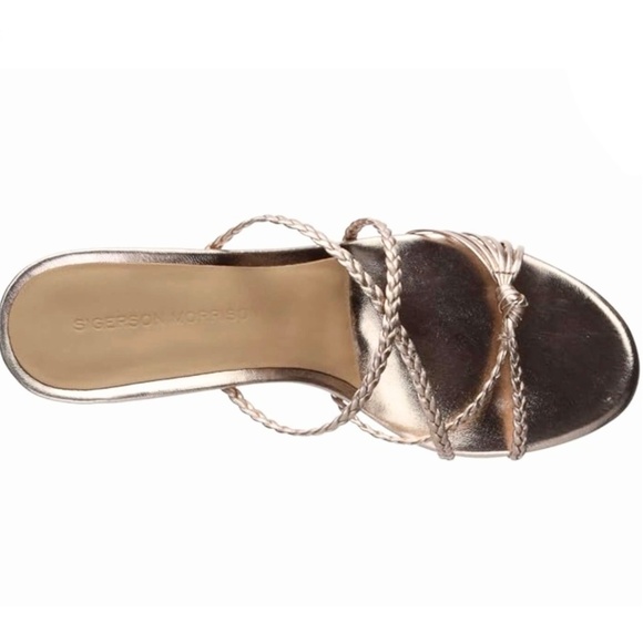 Sigerson Morrison Fyona Mccipria Heeled Mule Sandals Gold Leather Pump Heels 37 - Picture 5 of 9